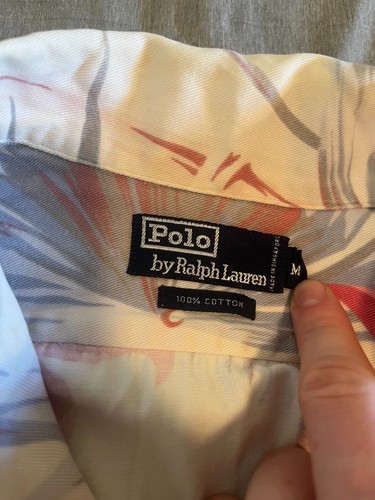 VINTAGE *RARE* - POLO RALPH LAUREN - Beige/Tan Hawaiian Button-up Shirt (L) - Picture 3 of 4