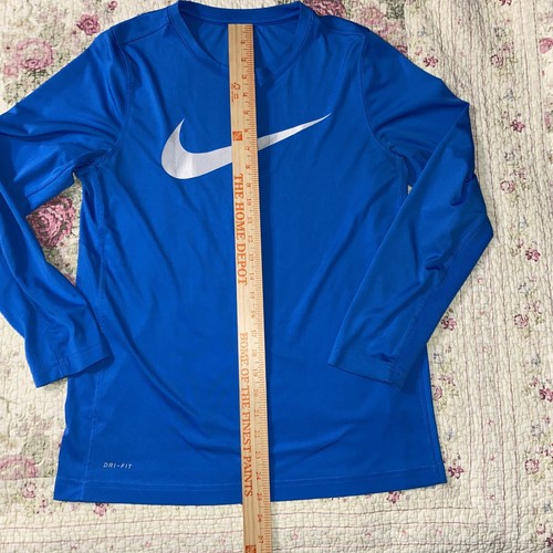 Nike Shirt Youth XL Extra Large Blue Dri-Fit Long Sleeve Breathable Boys - Picture 6 of 7