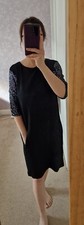 (Never Worn) MANGO Glamour Black dress size L with Sequins sleeves. 