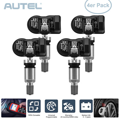 Autel MX-Sensor 4-Pack TPMS Sensors - Universal Programmable Rubber Sensors 315MHz & 433MHz