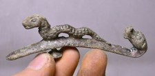 7CM Old Chinese Bronze Dynasty Palace Animal Snake Dragon Beast Hook