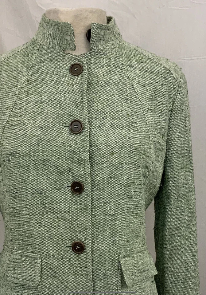 Chaqueta Blazer Zanella Talla 10 Verde Seda Rayón Botones Hecho en Italia Usado en Excelente Condición Ygi U1-16 Foto 3 de 4