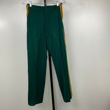 Vintage 70s Green Marching Band Yellow Pinstripe Pants Small