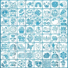64PCS Stencils for Painting, 3 Inch Reusable Plastic Craft no