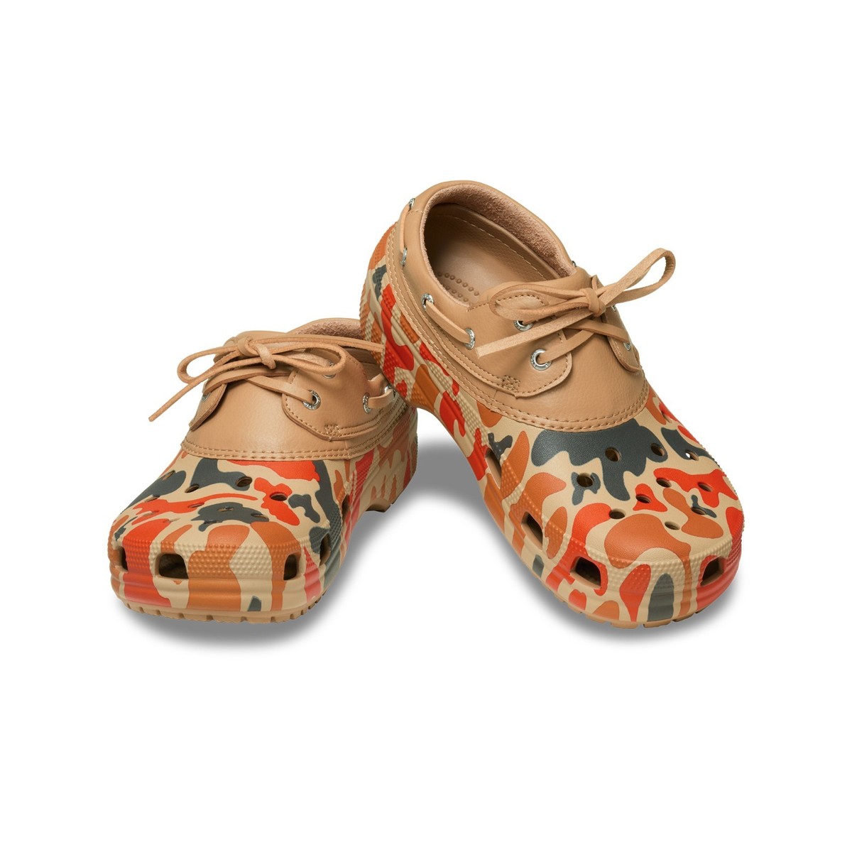 Crocs Classic Duck Camo (Tan/Shocking Orange) Men's Boat Shoes