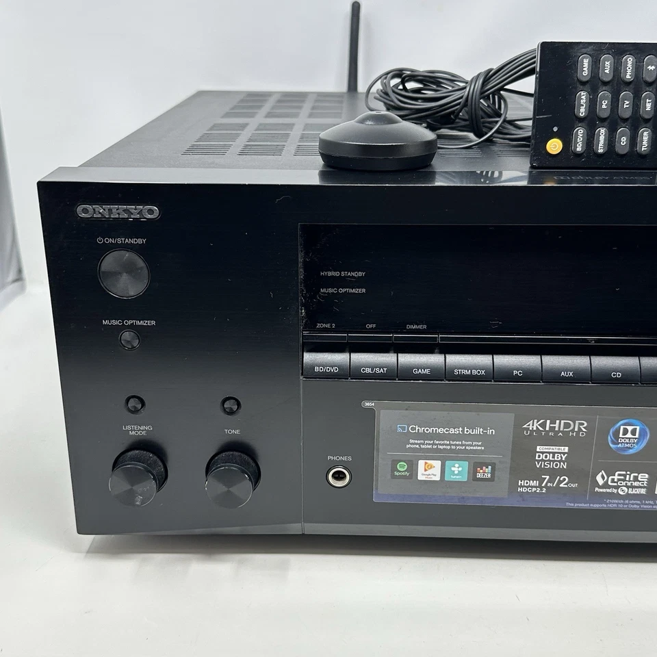 Onkyo TX-NR676 7.2 Channel 4K HDR Dolby Atmos Network Receiver W/ Remote Bundle - Image 2 of 4
