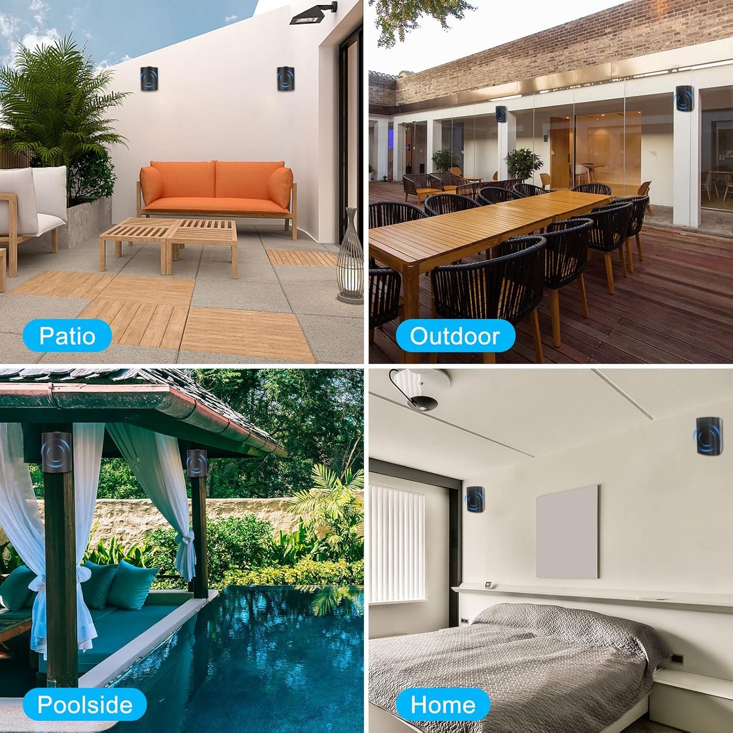 2X6.5" Herdio Outdoor Speakers Wired Waterproof Wall Mounted 400W Patio Stereo — image 9