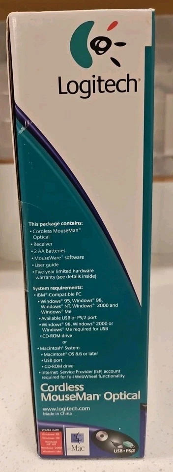 Logitech Cordless Mouseman Optical Mouse For PC/Mac PS/2 Brand New In Box - Image 3 of 4