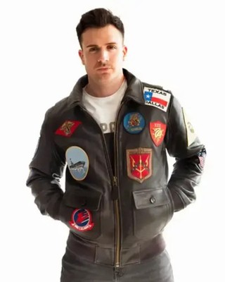 TOP GUN Men's Jet Fighter Bomber Navy Air Force Pilot Real Leather Jacket