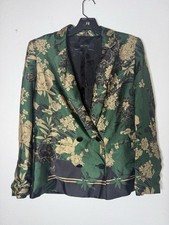 Giacca blazer seno tuta floreale orientale verde oro ZARA taglia M