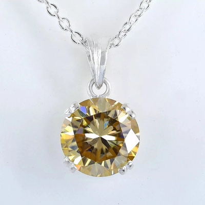 #ad Yellow Round 2.60 Ct Certified Lab Grown Diamond Solitaire Pendant in 925 Silver $175.19