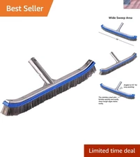 Powerful 18" Pool Wall Brush with EZ Clips - Heavy Duty Aluminum & Wire Bristles
