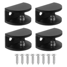 4 Pcs Adjustable Frameless Glass Shelf Brackets, Shower Glass Clamp Clip, Black