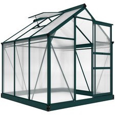 Outsunny 6x6ft Walk-In Polycarbonate Greenhouse Plant Grow Galvanized Aluminium