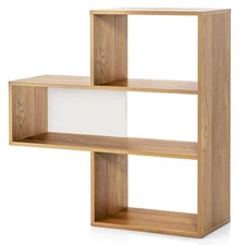 3-Shelf Convex Bookshelf Room Organizer w/Anti-Toppling Device Freestanding