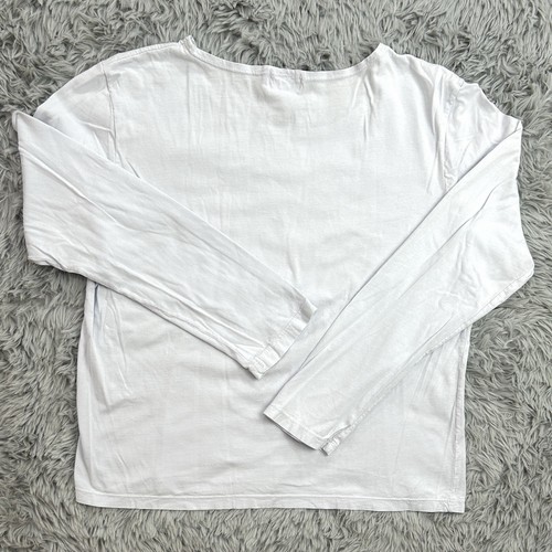 VTG Flax Top Women's M Light Blue Tshirt Tee Long Sleeve Boxy Cotton Minimal - Picture 7 of 8
