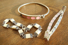 Sterling Silver &Mother of Pearl Bracelet x3 Bundle 925 Vintage Jewellery 43g