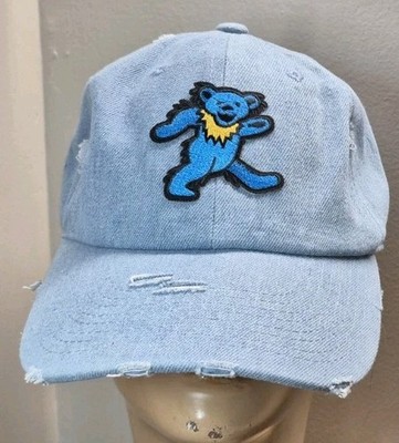 Grateful Dead Dancing Bear Low Profile Washed Distressed Cotton Denium Twill Hat