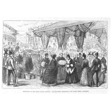 BIRMINGHAM Reception of Queen Victoria at Small Heath Station Antique Print 1887