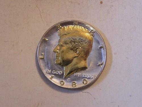 DANBURY MINT 1980 KENNEDY HALF DOLLAR 24K GOLD & .999 SILVER PLATED COIN
