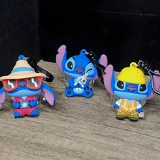 Lot Of 3 Disney Lilo Stitch Clip-On Plush Keychains Keyrings Backpack Clips