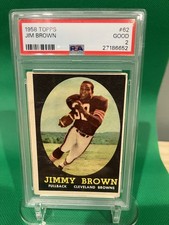 Topps 1958 Jim Brown Rookie #62 Cleveland Browns PSA 2 Football NFL Card. rookie card picture