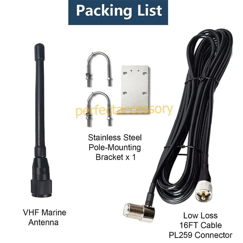 УКВ морской антенны низкий профиль 156-163 МГц 16,4 фута RG58 коаксиальный кабель PL259 разъем - Изображение 4 из 4