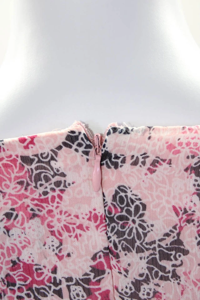 DKNY женщин цветочный абстрактный печать V шеи подпоясанный линия макси платье розовый размер 10 - Изображение 4 из 4