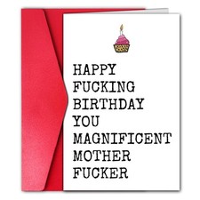 Funny Rude Birthday Greeting Card 8 x 5.3 in Blank Inside Red Envelope
