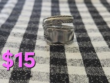 Beautiful Vintage Stainless Steel Off Set Spoon Ring