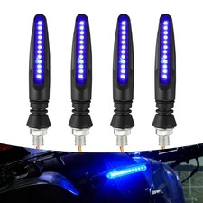 Motorcycle LED Turn Signals, Ultra-Bright Flowing Blinker Indicator, 4 PCS Blue