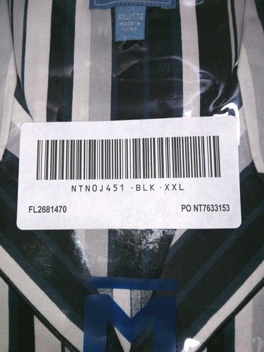 Signature Majestic Men's XXL 2pc Pajama Set. 100% Cotton. Black Striped - Picture 10 of 10