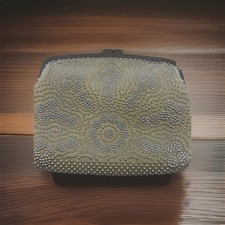 Vtg White Beaded Bridal Clutch Bag Kiss Lock Chain Security Brand Hong Kong MINT