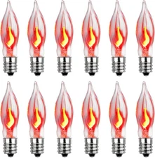 Christmas Flicker Flame Light Bulbs, 12 Pack C7 Crystal Clear Flickering Light B