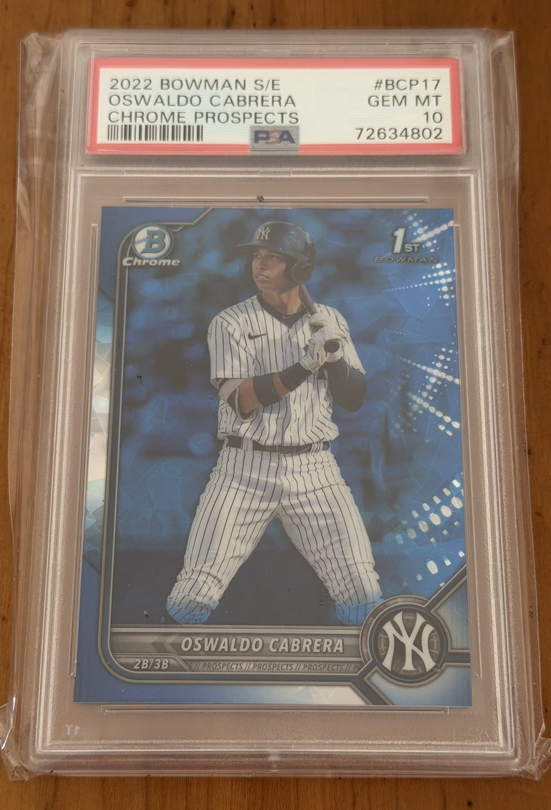 2022 Bowman Sapphire Edition Chrome Prospects Oswaldo Cabrera #BCP-17 PSA 10 NYY