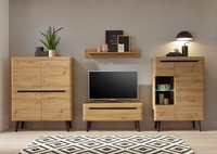 Wohnwand Anbauwand Torge 4-Teilig Artisan Eiche Schwarz Grifflos Mdf 68914020