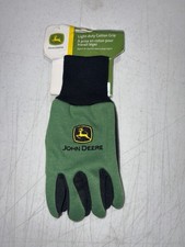 Genuine John Deere Green Black Youth Grip Palm Cotton Work Gloves NEW WITH TAG