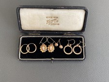 Vintage 9ct Gold Earrings, Job Lot 9K Hoops, Studs, Cameo Dangle, Not Scrap