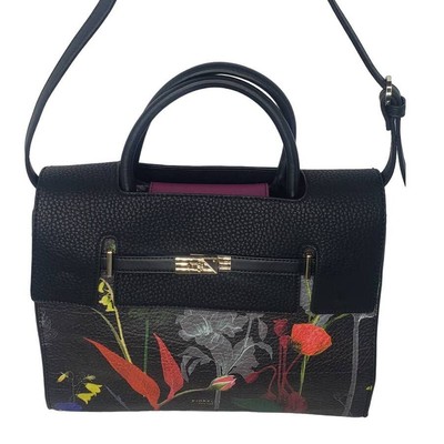 FIORELLI Harlow Dark Floral Botanical Print Tote Handbag Vegan Pebbled Leather