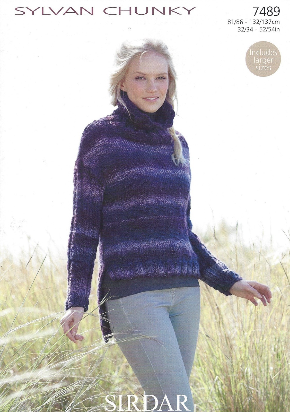 Sirdar Chunky Knitting Pattern - 7489 Ladies Sweater ( 32/34 - 52/54 ins)