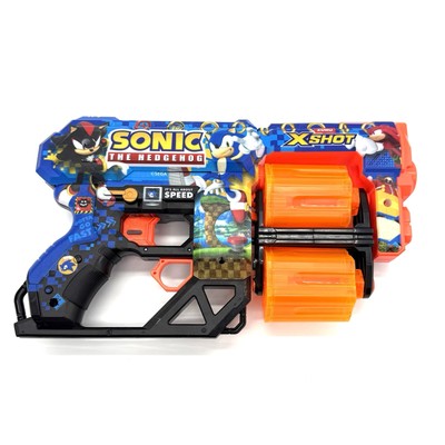 X-Shot Sonic the Hedgehog Foam Dart Gun Zuru Dual Cylinder 12 Shot