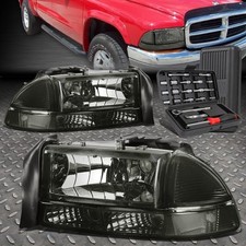For 97-04 Dodge Dakota Durango Smoked Clear Side Headlight Bumper Lamptool Set