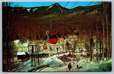 Postcard New Hampshire Lincoln Loon Mountain Base Lodge Ski Lift Vintage H15