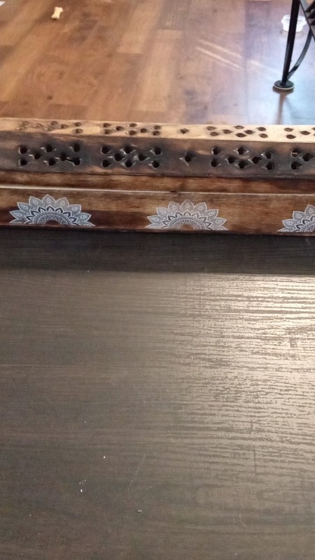 Wooden Decorative Incense Burner Box Mandala Design Hinged Lid