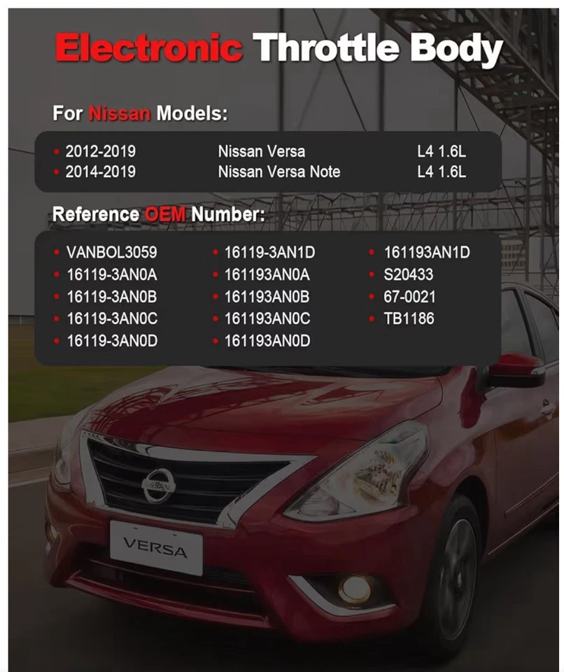 Electronic Throttle Body Compatible with Nissan Versa 2012-2019, Versa Note 2... - Image 2 of 4