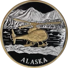 1 Ounce .999 Fine Silver Round Gilt Alaska - Helicopter