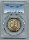 1947 Liberty Walking Silver Half Dollar PCGS MS 65