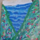 Flower Fields Mountain Decorated painted art Card laminated ooak aceo — photo 2