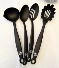 NEW KITCHEN-AID SET OF 4 BLK SPOONS/LADLE-FREE SHIPPING!