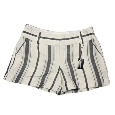 Express Shorts Womens 4 White Striped Linen Rayon Chino Mid Rise NWT Casual